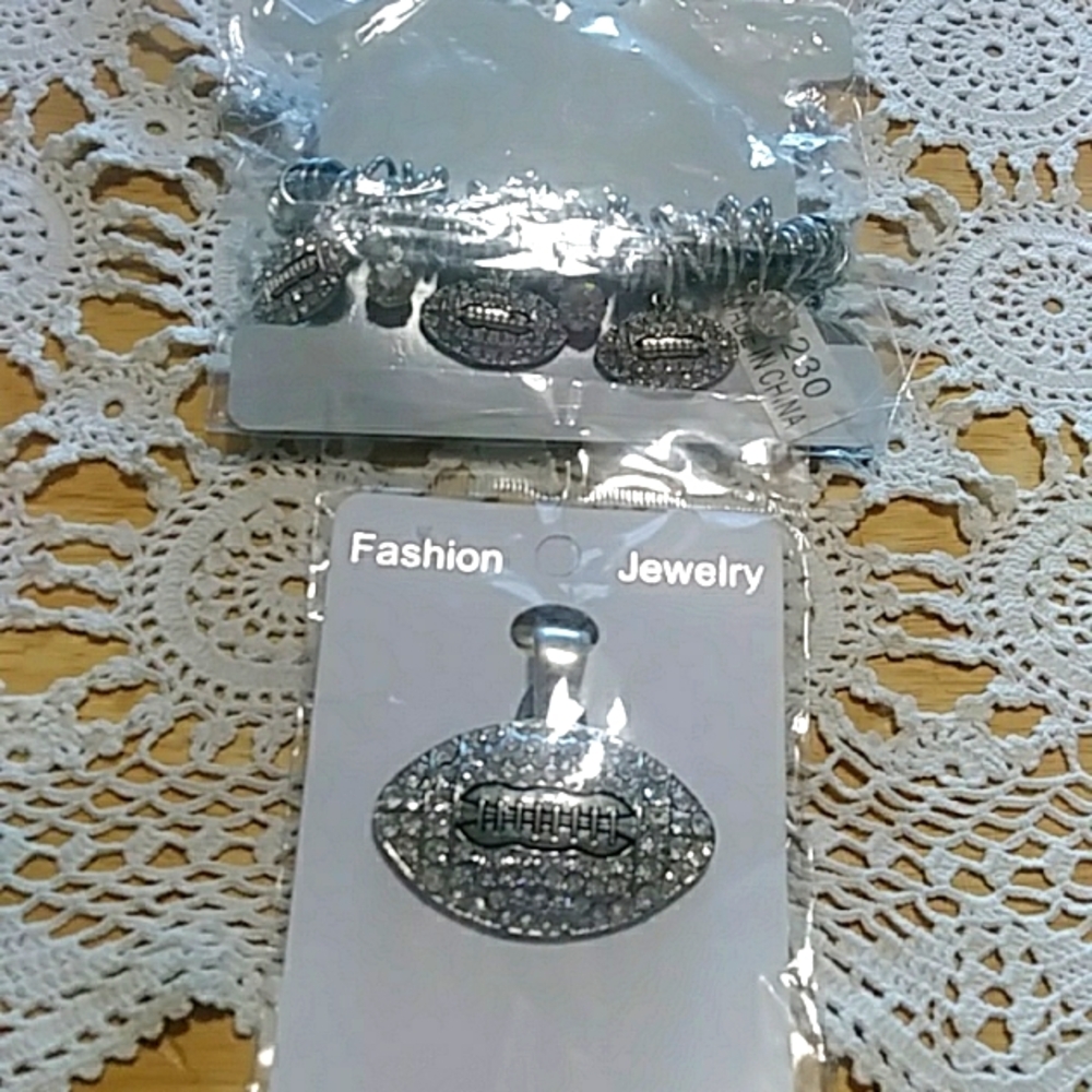 Football Fan Women's Jewlery. Magnet Close Hook Plus Charm bracelet